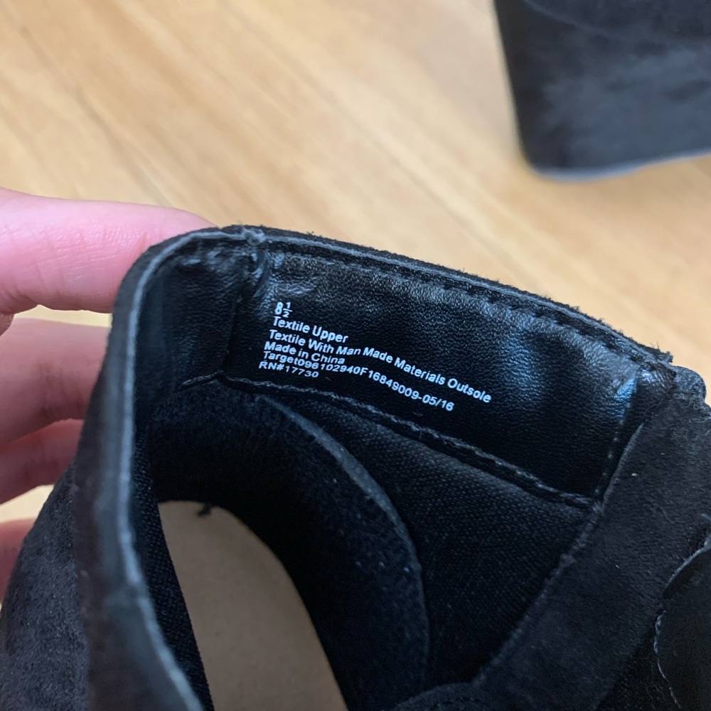 Black Ankle Wedge Booties - Picture 4 of 5